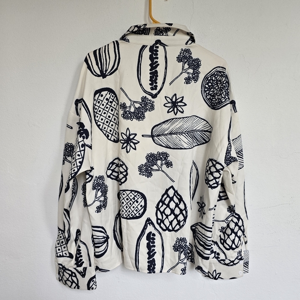 Navy White Multi Tropical Fruit Floral Shirt Plus Size XXL - Picture 14 of 14